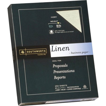 SOUTHWORTH Paper, Linen, 32#, 25%Ctn, Iy Pk SOUJ568C